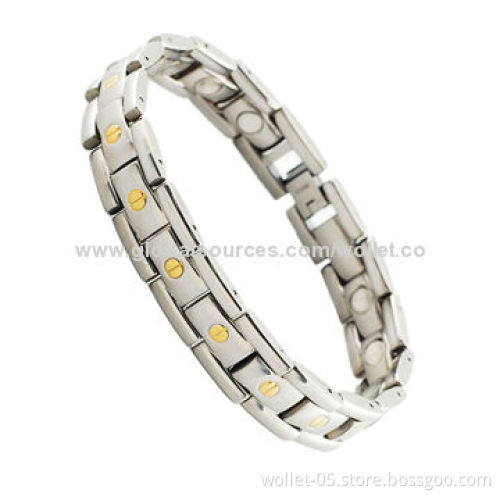 2014 Eco-friendly Magnetic Therapy Stainless Steel Bracelet, Healthy Elements, 7.5 to 8.5-inch Size